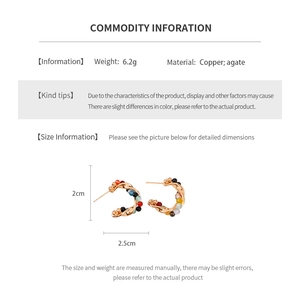 Detailed product infographic showing 6.2g weight and copper agate material for earrings