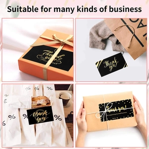 500pcs 3.8cm Black and Gold Thank You labels for small business packaging and gift decor