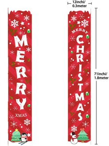 Striscioni natalizi rossi con scritta Merry Xmas e decorazioni festive lunghi 1,8 metri