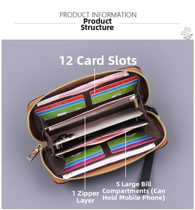 Détail de pochette homme avec 12 fentes pour cartes et grand compartiment pour téléphone