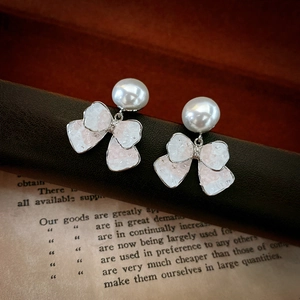 Flower Butterfly Bow Stud Earrings With Alloy Artificial Pearl Crystal And 925 Sterling Silver Earring Post For Women