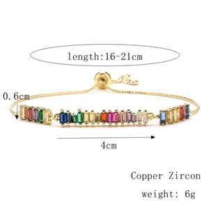Specifiche del bracciale in rame con zirconi colorati e catena regolabile da 16-21 cm