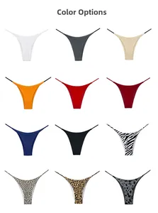 Selection of double-layer low waist thongs in solid colors and leopard animal prints
