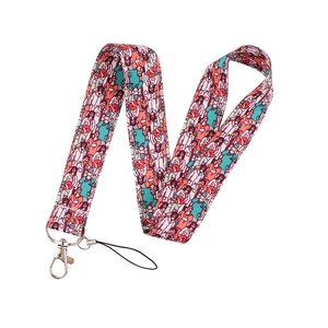 Close-up of cartoon doctor and nurse lanyard with durable metal lobster clasp