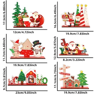 Christmas wooden tabletop ornaments set with Santa, elk and snowman designs