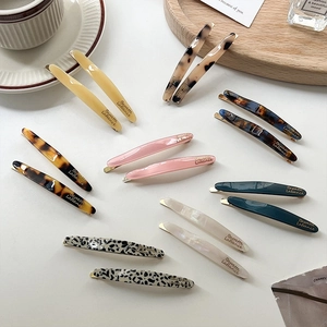 French Style Acetate Barrette Hair Clips For Women Long Duckbill Side Bangs Clips Leopard Tortoise Shell Print Accessories