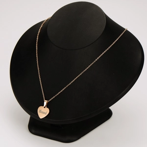 Minimalist 18k rose gold plated stainless steel heart necklace with Blessed engraving