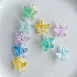 Colorful gradient acrylic starfish beads with glitter for DIY jewelry making and phone chains