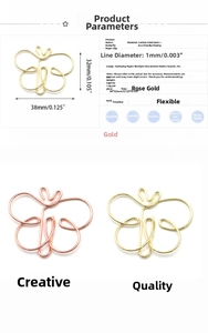Detailed butterfly paper clip specs with 38x32mm dimensions in rose gold and gold steel