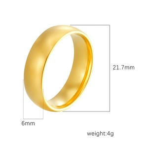 Polierter 18K vergoldeter Edelstahl-Dome-Ring mit 6mm Bandbreite für Damen