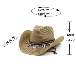 Guide des tailles du chapeau de paille de cowboy avec perles turquoise et cuir