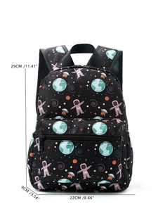 Kinder Rucksack mit 3D Weltraum Astronauten Motiv in Schwarz inkl. Größenangaben 29x22x9cm