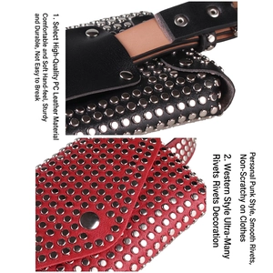Sac banane en cuir PU style punk avec clous argentés en variantes noir et rouge