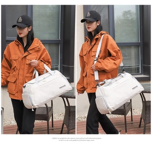 Large capacity travel duffel bag with dry wet separation, perfect for gym and sports fitness.