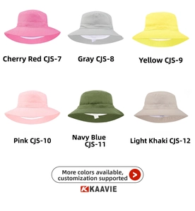 Outdoor kids bucket hats in six colors with breathable mesh lining for sun protection