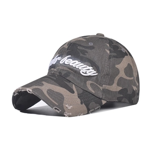 Casquette De Baseball Camouflage Coton Visière Déchirée Broderie Beauty Streetwear Dad Hat Pour Hommes Femmes