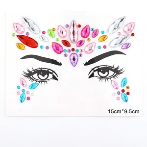 Colorful rhinestone face gems stickers set for festival party and stage makeup decoration