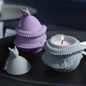 Dragon egg storage box silicone mold for candle cups and 3D dragon embossed plaster jars