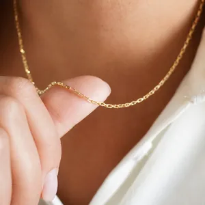 Elegant 14K gold plated titanium steel box chain necklace for women