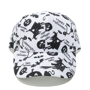 Retro Halloween baseball cap featuring Happy Halloween print and pumpkin graphics