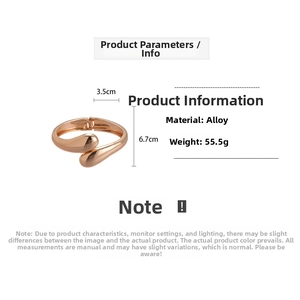 Detail view of rose gold geometric cuff bracelet with dimensions 3.5cm width and 55.5g weight
