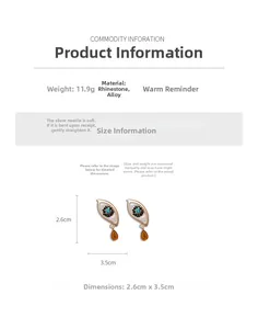 Detail showing vintage evil eye drop earrings dimensions 3.5cm and silver pins