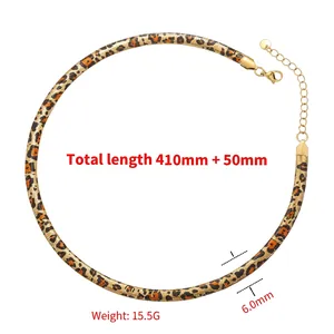 6mm leopard print snake bone choker necklace in stainless steel with 410mm length