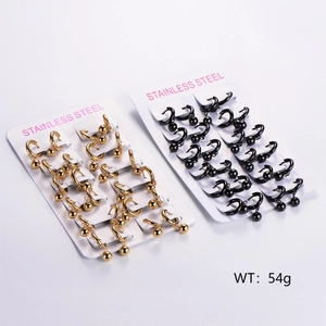 Stainless Steel Hoop Earrings With Round Bead Pendant Minimalist Huggie Ear Buckle Fashion Geometric Jewelry For Women