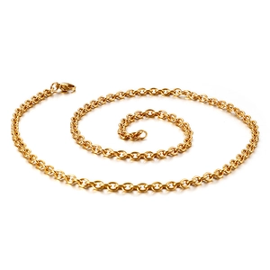 Classic 18k gold plated stainless steel rollo chain necklace with lobster clasp