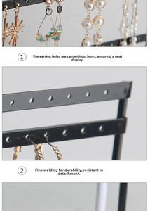 Detail of multi-hole metal earring organizer showing precision welding and burr-free finish