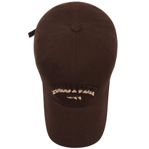 Dark brown cotton baseball cap with 3D REVOLVER embroidery and curved brim for outdoor wear