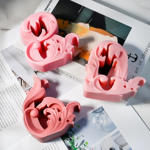 Καλούπια σιλικόνης με μπαρόκ ανάγλυφο για 3D κεριά αριθμών και DIY γύψινα διακοσμητικά