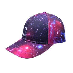Tie-dye galaxy baseball cap with starry sky print in purple and blue for adults
