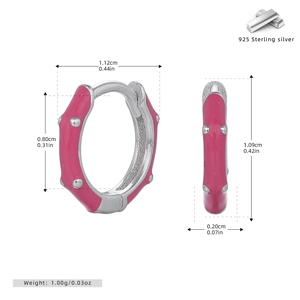 Detailed dimensions of 925 sterling silver earring with rose red enamel finish