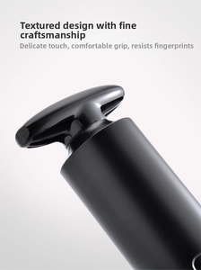 Macro shot of ergonomic black T-shaped handle with matte textured finish for wine opener