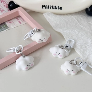 Cute 3D cloud keychains with blush faces and plastic lobster clasps for accessories