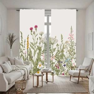 Detailed pattern of floral and botanical prints on polyester polyester window curtains