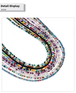 Detail of multi-layered colorful seed bead eyeglass chain in bohemian style