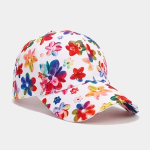 Cappello Da Baseball Da Donna Con Stampa Floreale Regolabile Poliestere Visiera Curva Estivo Traspirante Casual Alla Moda