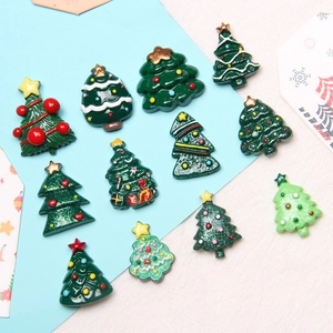 Cabochons Dos Plat En Résine Arbre De Noël Paillettes Miniature Bricolage Coque De Téléphone Scrapbooking Embellissements
