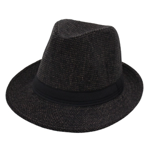 Classic vintage dark brown mixed wool fedora hat with black silk decorative band