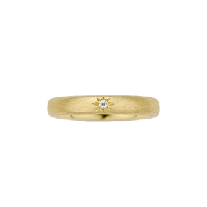 Elegant 18k gold plated matte starburst ring with sparkling zircon in a vintage style
