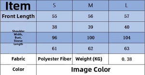 Detailed size chart for the striped knit polo shirt with sleeve and length measurements