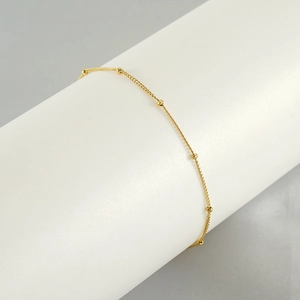Minimalist 18K Gold Plated Stainless Steel Anklet For Women Fashion Curb Chain With Bead Accents Adjustable Foot Jewelry