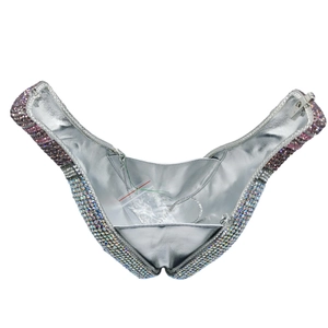 Colorful rhinestone champagne bottle clutch evening bag with silver chain strap