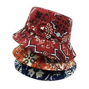 Bucket Hat Vintage Bohemian Reversible Sun Protection Outdoor Summer Retro Baroque Print For Men Women Foldable Soft