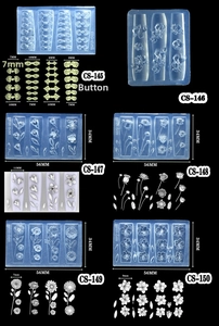 Detail of Chinese style floral silicone nail molds with 3D embossed rose and lotus patterns