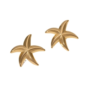 Minimalist gold starfish stud earrings made of high-quality stainless steel for women