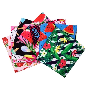 Summer fruit patterns dog bandanas set featuring strawberry and watermelon prints