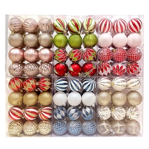 Set of 72 multicolored 6cm assorted Christmas balls in matte, glossy, and glitter finishes